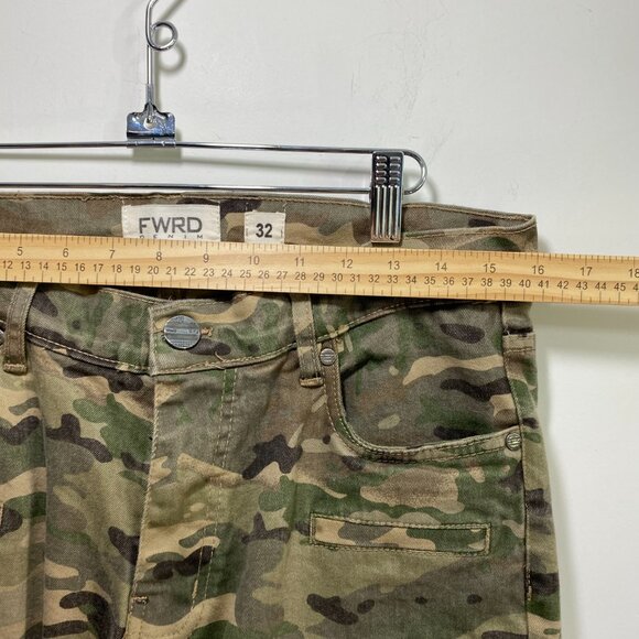 FWRD Denim Jeans Camo Cargo Mens 32/32 Green Tactic Slim Fit Back Patch Pockets - Picture 4 of 9